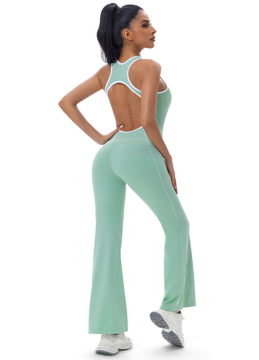 LINED HOLLOW OUT BACK TOP FLARE JUMPSUIT(MMJ1048) <Bundle>