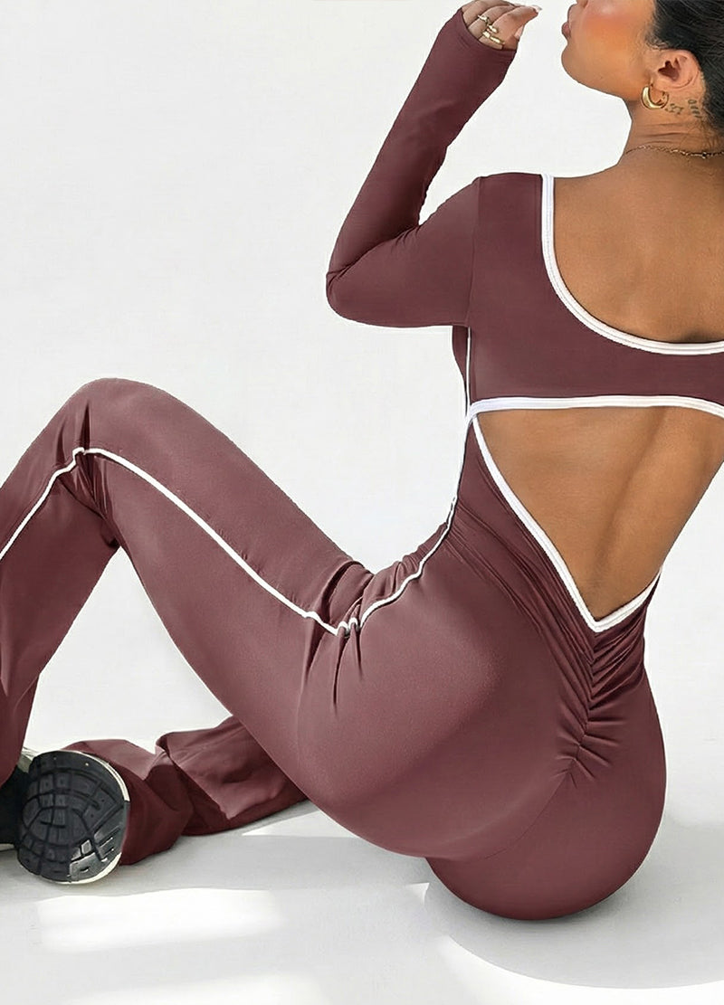 SHAPELINE OPEN-BACK JUMPSUIT WITH BRA PAD(MMJ1051) <Bundle>