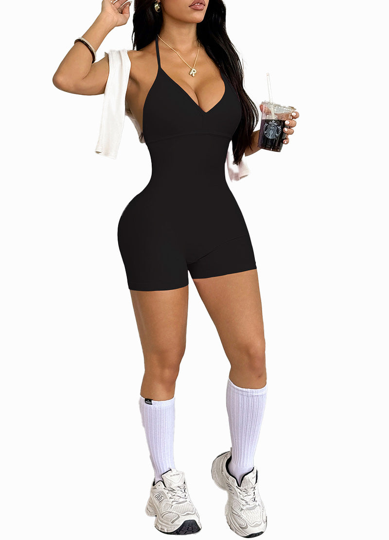 DOUBLE ADJUSTABLE STRAP HALTER BACKLESS ROMPER(MMJ2026) <Bundle>