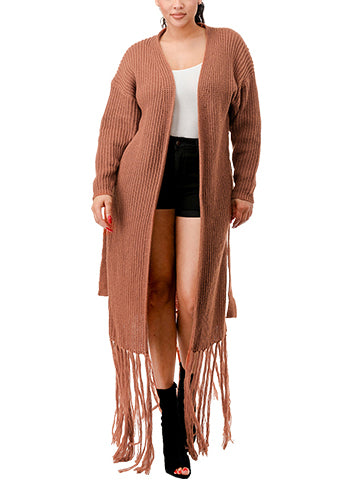 KNIT FRINGE LONG CARDIGAN WITH BELT(MMO1002) <Bundle>