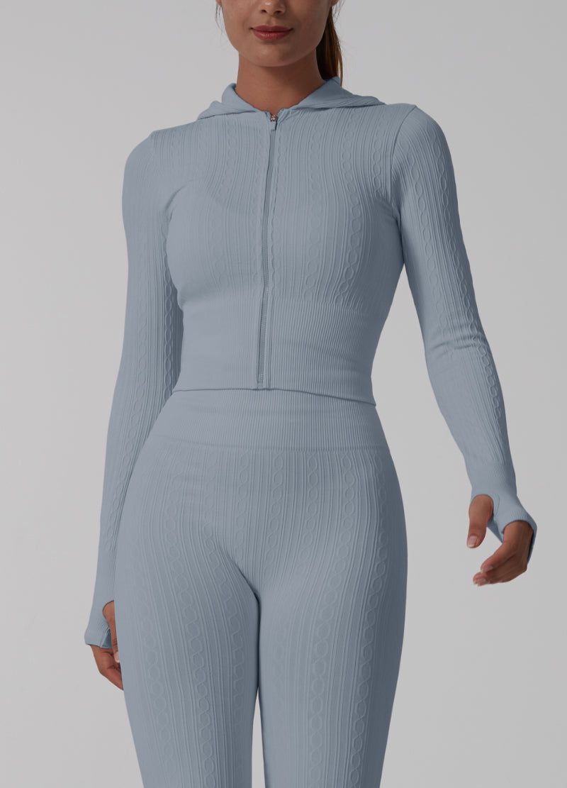 CHAIN TEXTURE SEAMLESS HOODIE ZIP UP SET(MMS1017) <Bundle>