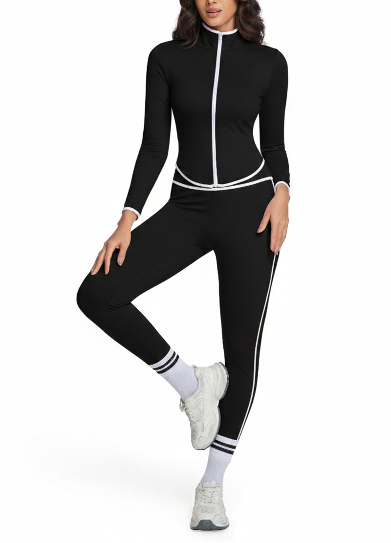 CONTRAST PIPING ZIP UP YOGA SET(MMS1021) <Bundle>