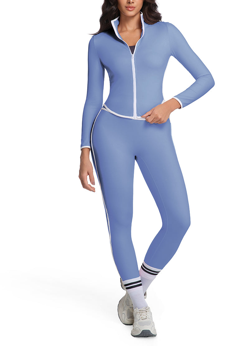 CONTRAST PIPING ZIP UP YOGA SET(MMS1021) <Bundle>