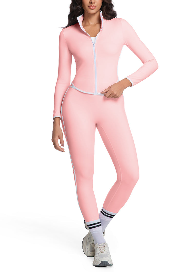 CONTRAST PIPING ZIP UP YOGA SET(MMS1021) <Bundle>