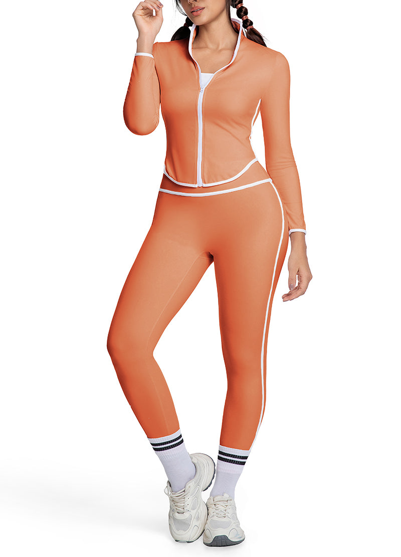 CONTRAST PIPING ZIP UP YOGA SET(MMS1021) <Bundle>