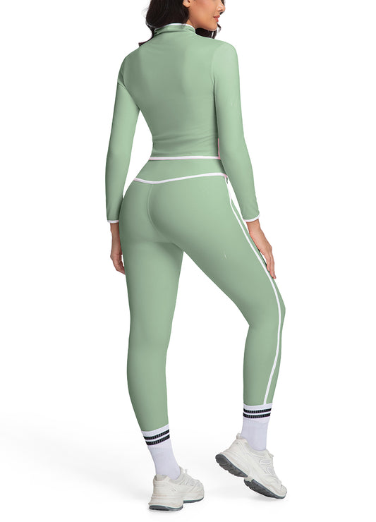 CONTRAST PIPING ZIP UP YOGA SET(MMS1021) <Bundle>