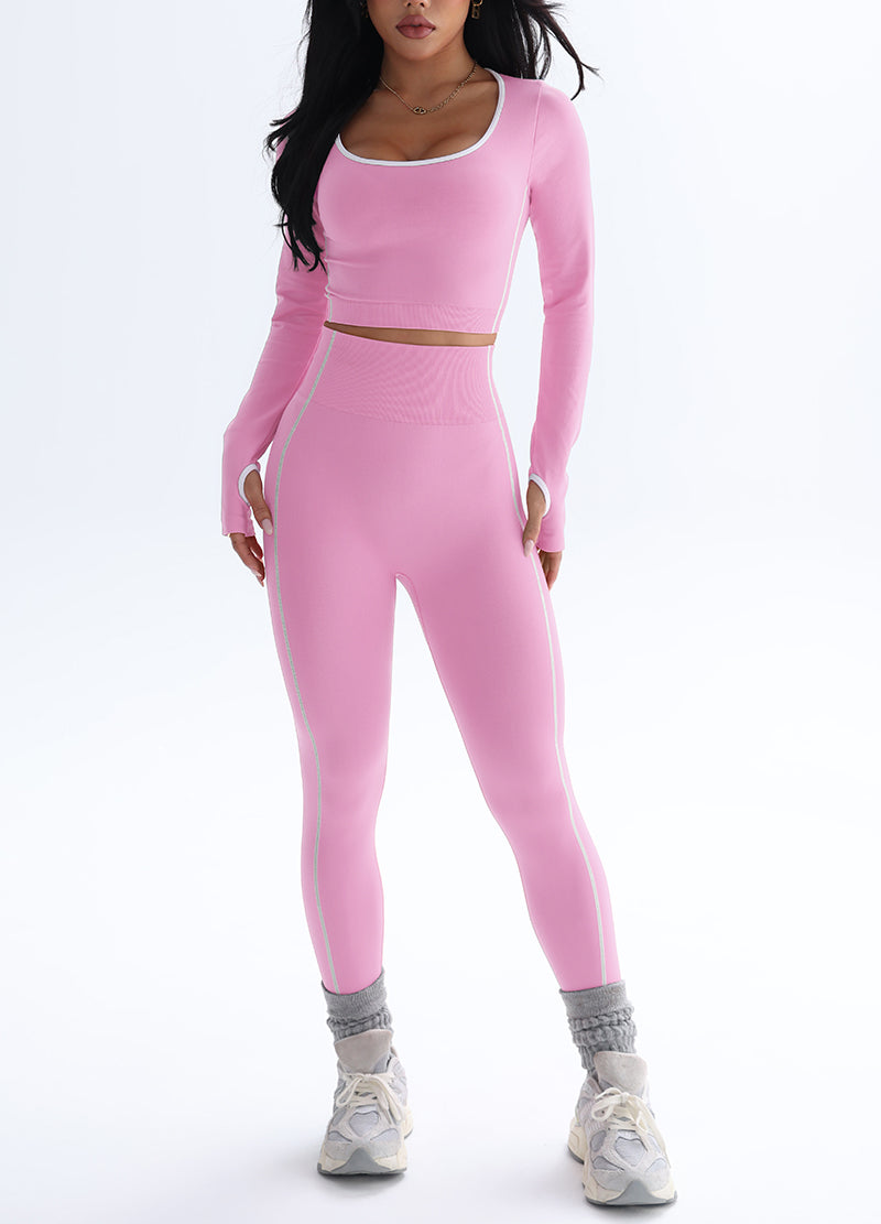 POWER PIPING CROP YOGA SET(MMS3020) <Bundle>