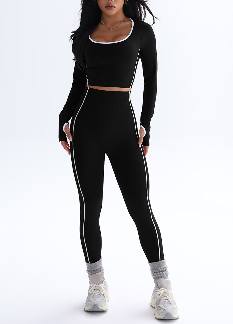 POWER PIPING CROP YOGA SET(MMS3020) <Bundle>