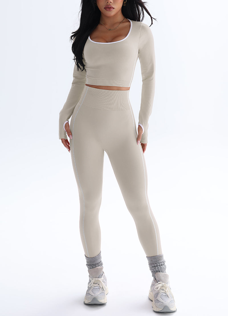 POWER PIPING CROP YOGA SET(MMS3020) <Bundle>