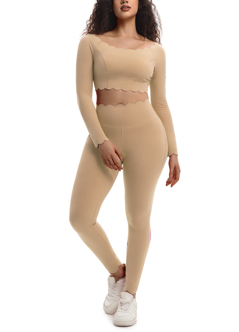 SCALLOP-EDGED LONG YOGA SET(MMS3022) <Bundle>