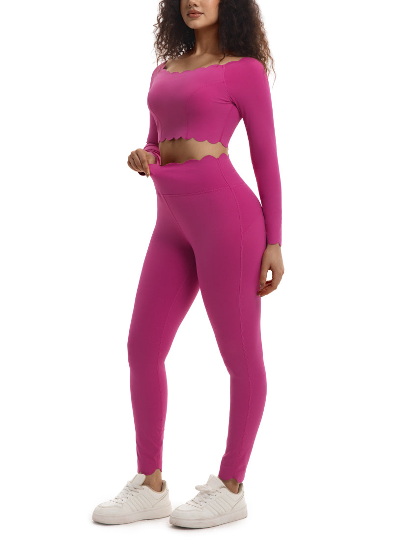 SCALLOP-EDGED LONG YOGA SET(MMS3022) <Bundle>