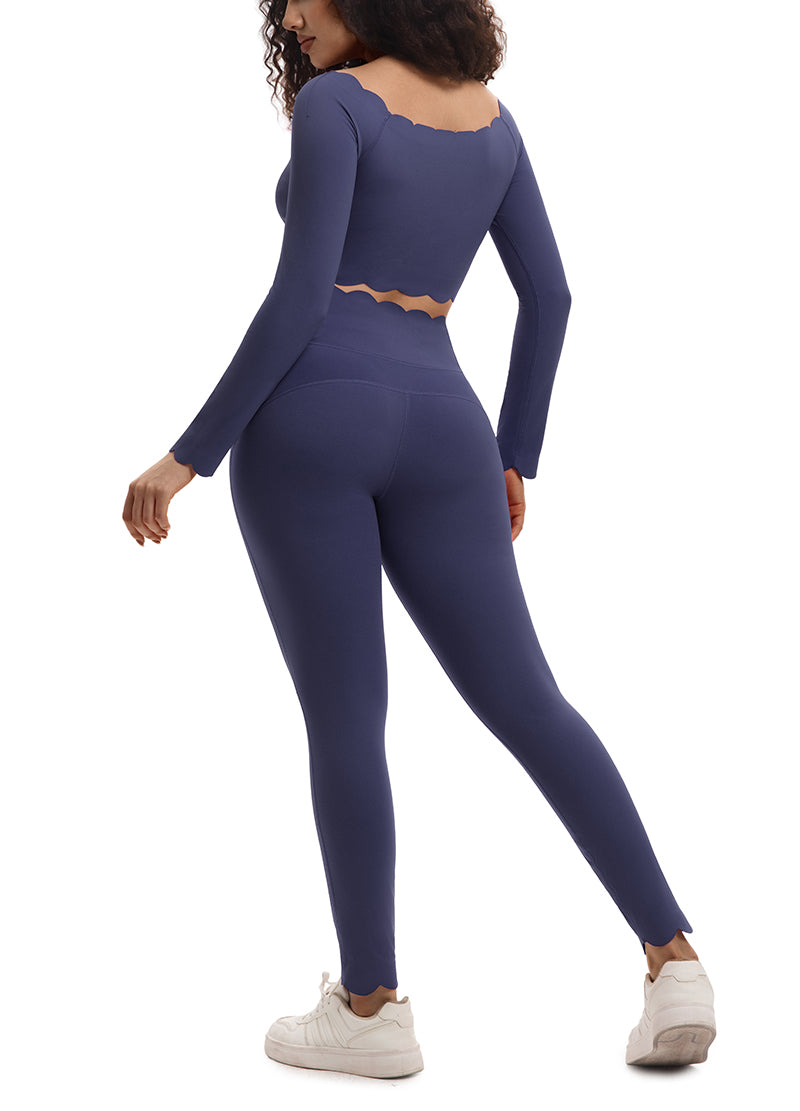 SCALLOP-EDGED LONG YOGA SET(MMS3022) <Bundle>