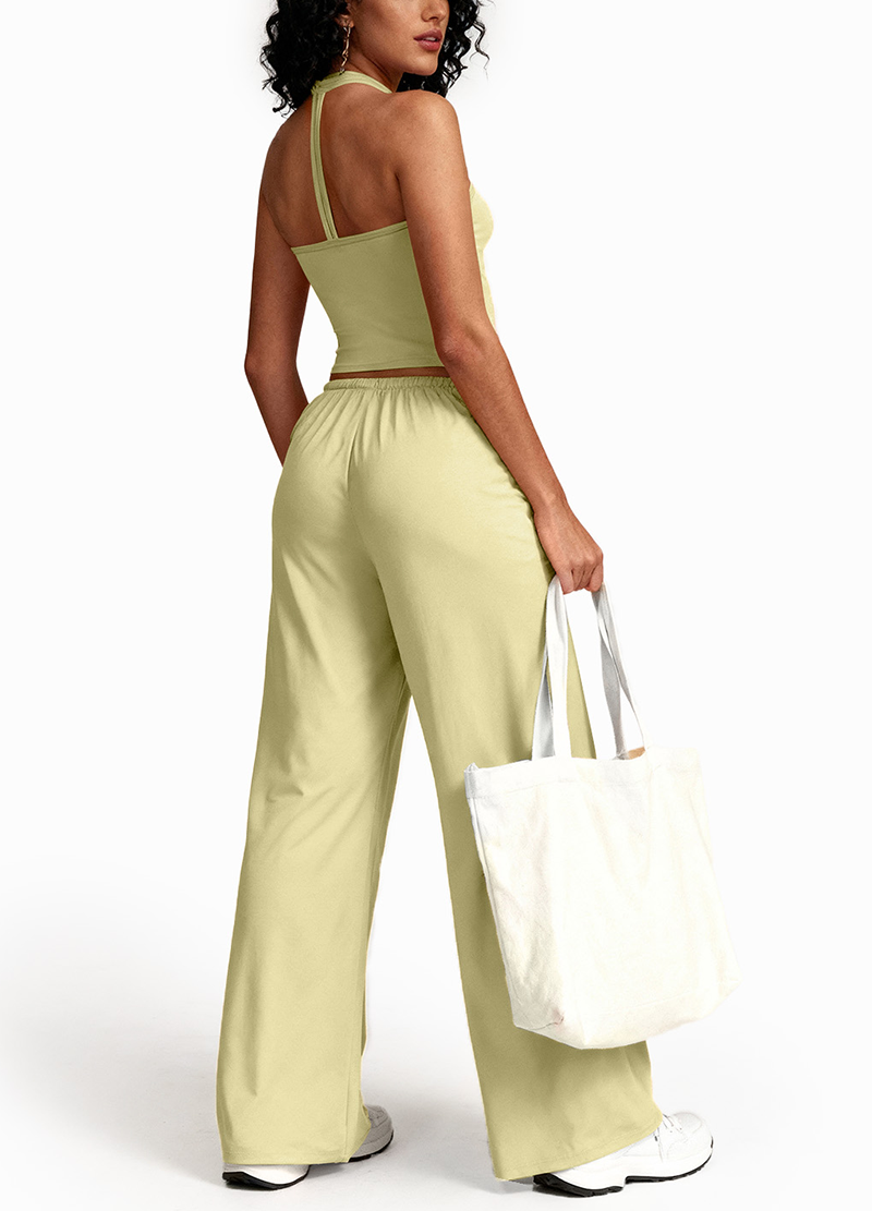 I-BACK HALTER NECK & WIDE-LEG PANTS SET(MMS5018) <Bundle>