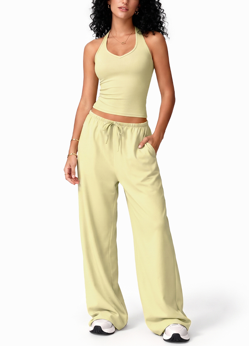 I-BACK HALTER NECK & WIDE-LEG PANTS SET(MMS5018) <Bundle>
