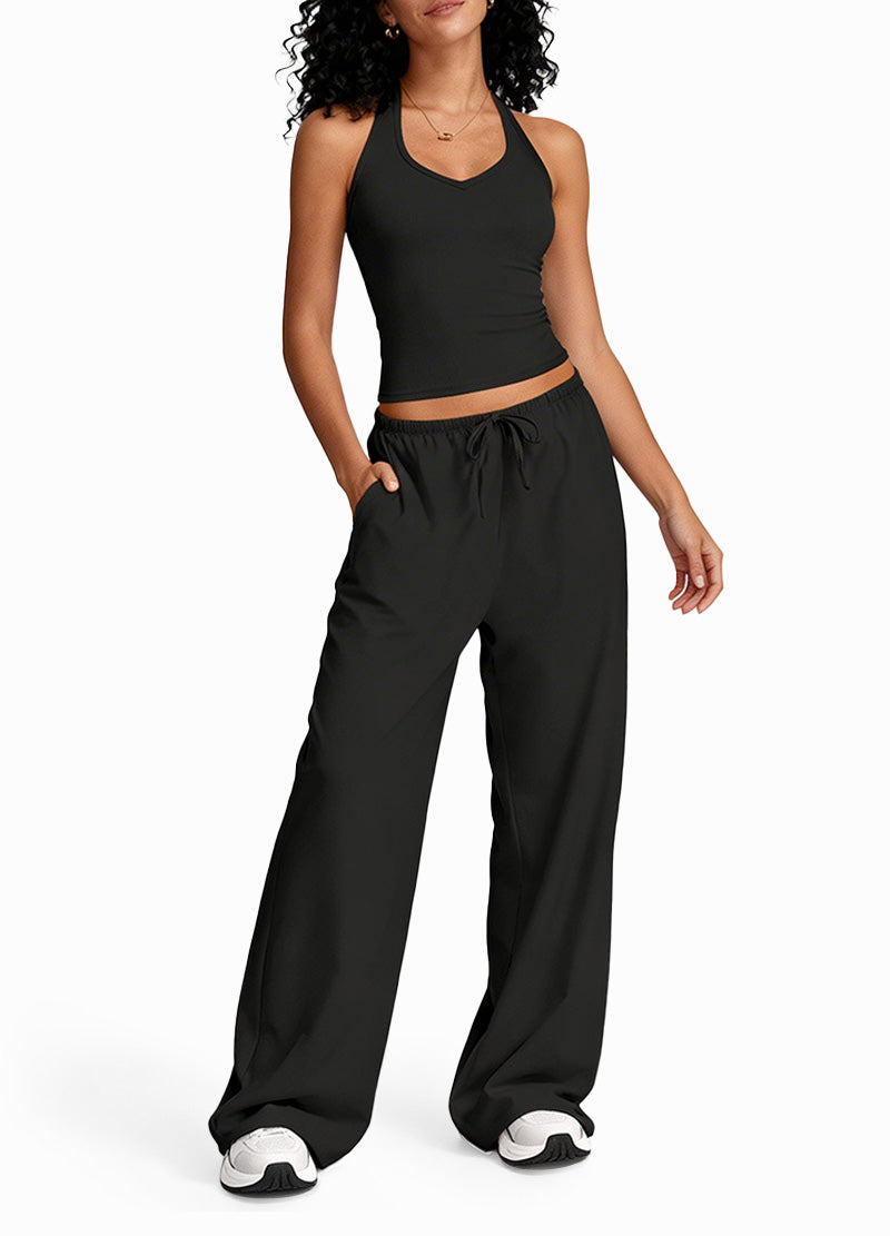 I-BACK HALTER NECK & WIDE-LEG PANTS SET(MMS5018) <Bundle>