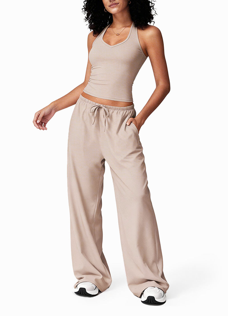 I-BACK HALTER NECK & WIDE-LEG PANTS SET(MMS5018) <Bundle>
