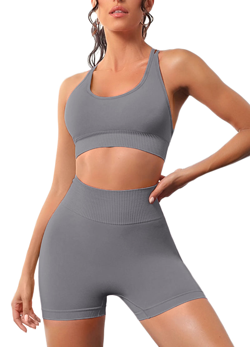 FANCY BACK YOGA SHORT SET (MMS7022) <Bundle>