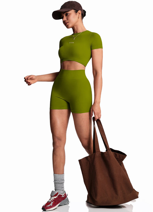 ROUNDED HEM CROP SHORT PANTS SET(MMS7026) <Bundle>