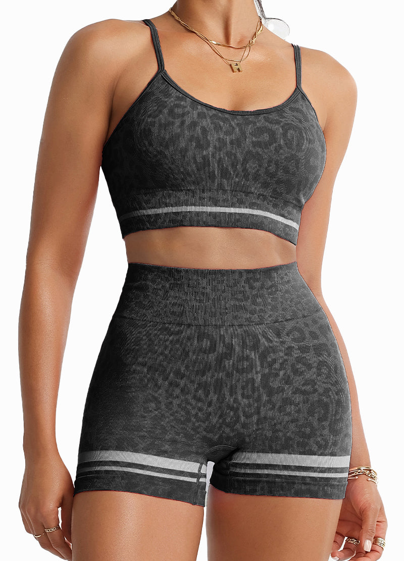 LEOPARD PRINT COLORBLOCK STRIPE SLING SET(MMS7037) <Bundle>