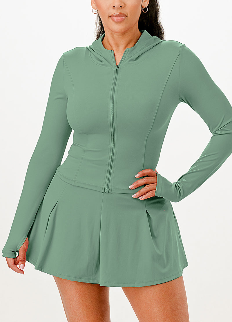 ACTIVE HOODIE ZIP UP SKORT SET(MMS8026) – dododanelle ACTIVE HOODIE ZIP UP SKORT SET(MMS8026) – dododanelle