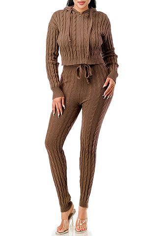 ZIP UP CABLE HOODIE SWEATER SET(MMS9001) <Bundle>