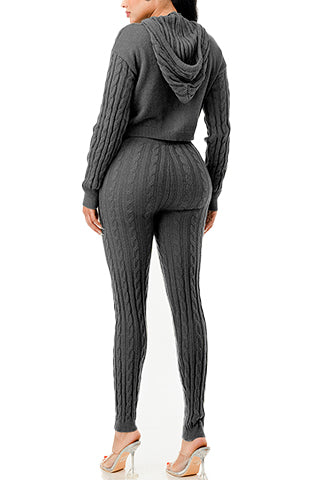 ZIP UP CABLE HOODIE SWEATER SET(MMS9001) <Bundle>