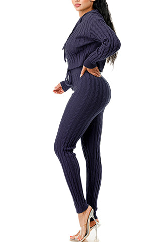 ZIP UP CABLE HOODIE SWEATER SET(MMS9001) <Bundle>