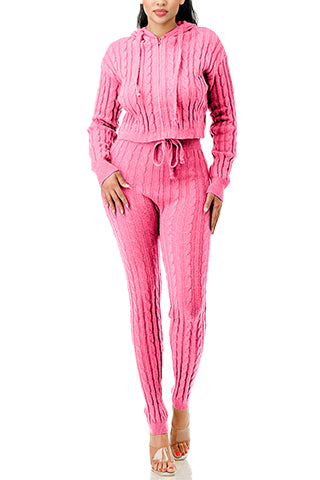 ZIP UP CABLE HOODIE SWEATER SET(MMS9001) <Bundle>