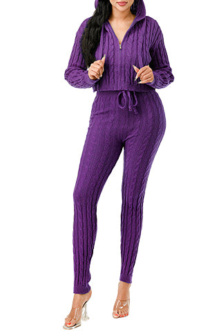 ZIP UP CABLE HOODIE SWEATER SET(MMS9001) <Bundle>