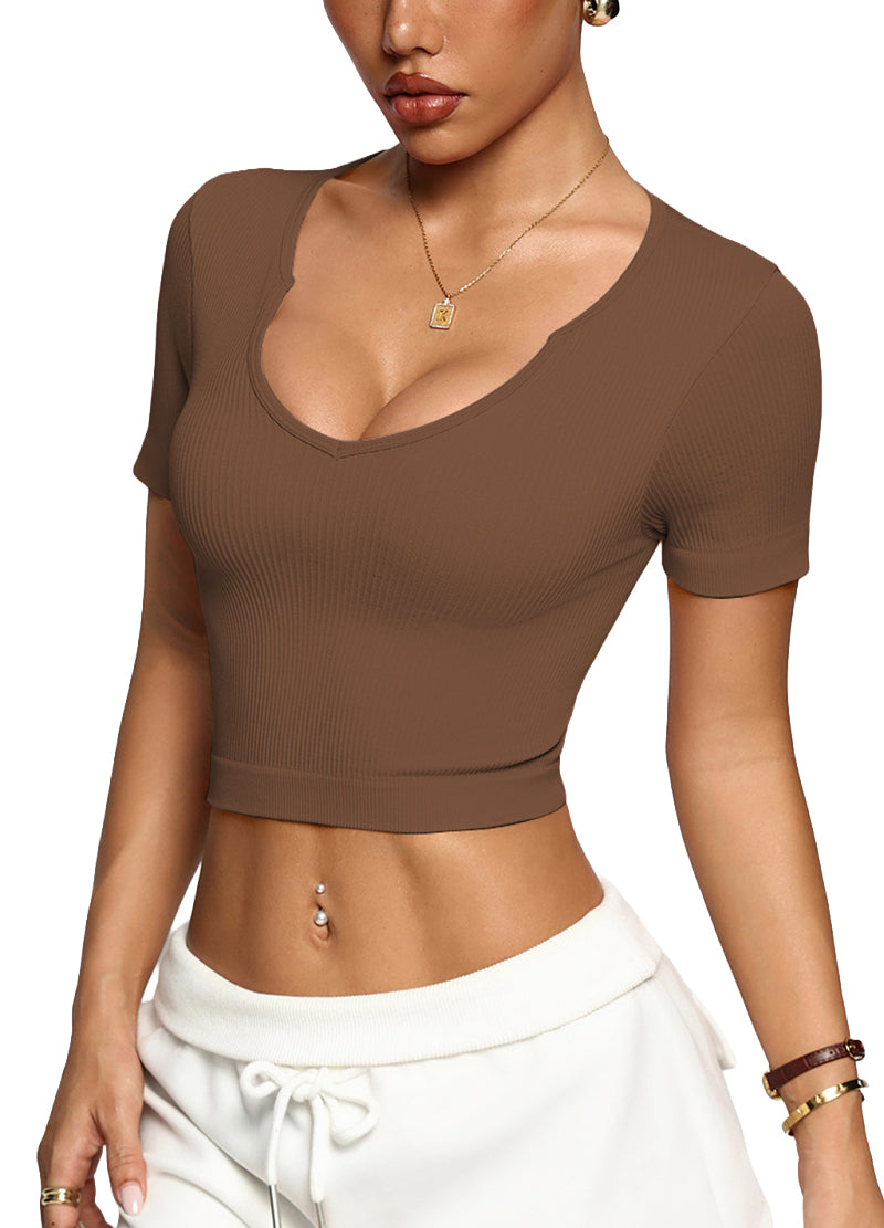 KEY HOLE SEAMLESS RIB CROP TOP(MMT2008) <Bundle>