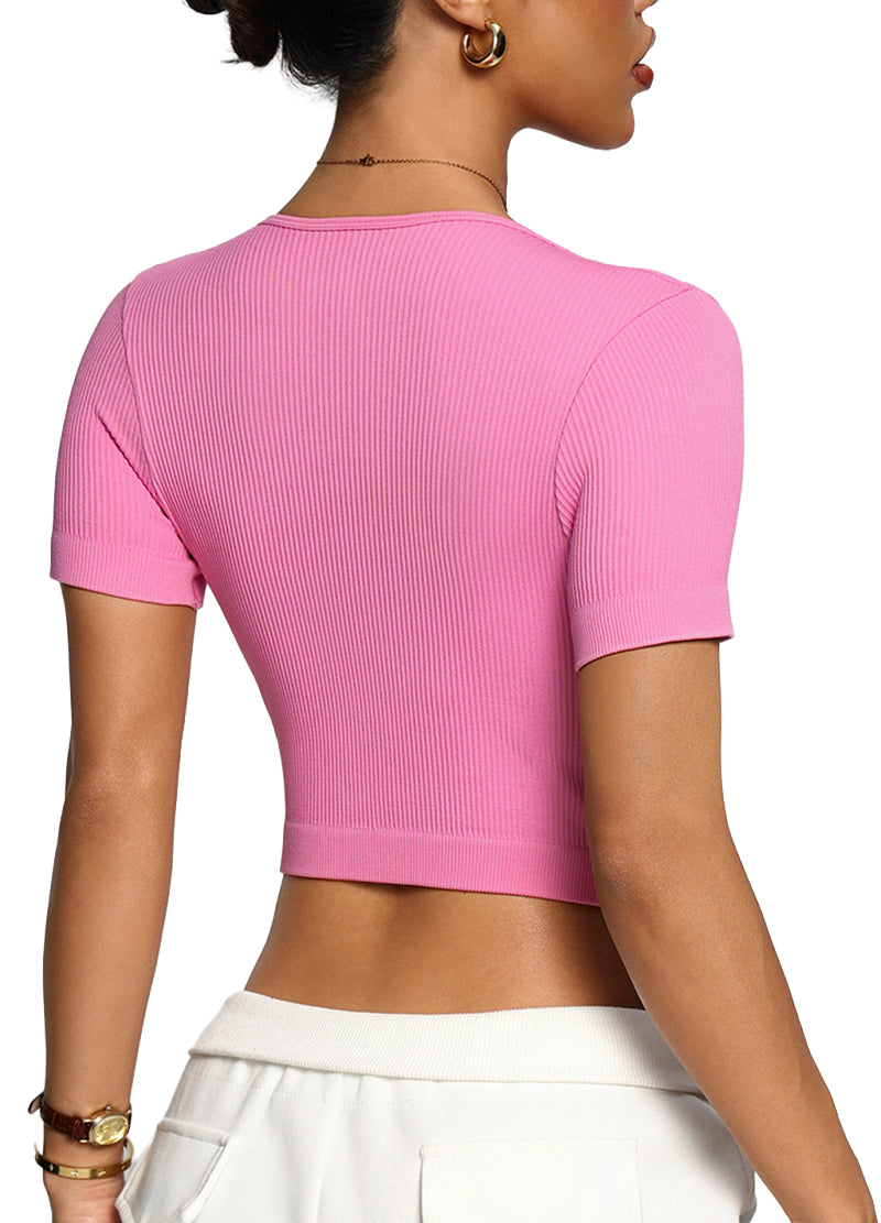 KEY HOLE SEAMLESS RIB CROP TOP(MMT2008) <Bundle>