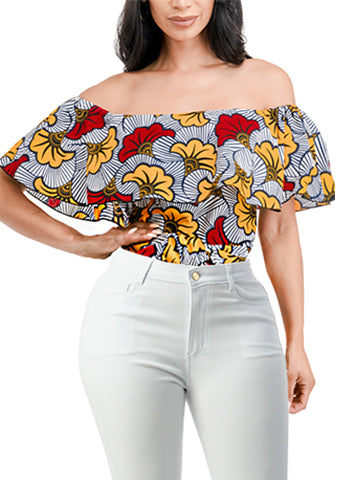 AFRICAN PRINT OFF SHOULDER TOP(MMT6002) <Bundle>