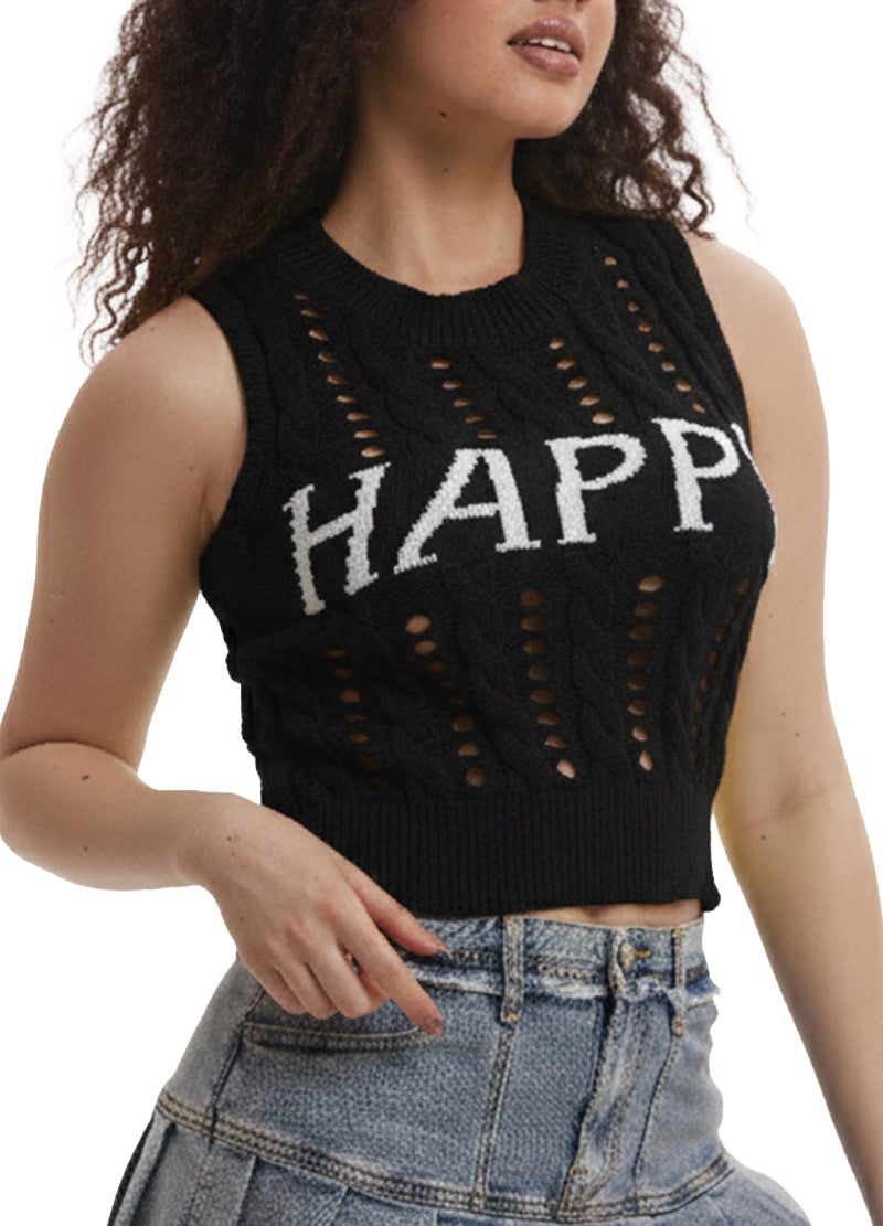 EMBROIDERED LETTERING KNIT VEST(MMT7003) <Bundle>