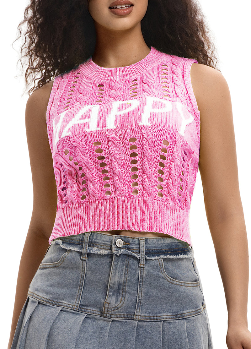 EMBROIDERED LETTERING KNIT VEST(MMT7003) <Bundle>