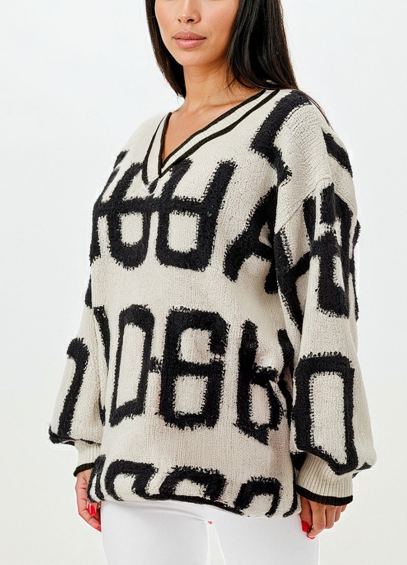 V-NECK TWO-TONE EMBOSSED SWEATER(MMT7004) <Bundle>
