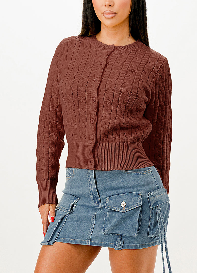 CABLE-KNIT CLASSIC CARDIGAN SWEATER(MMT7005) <Bundle>