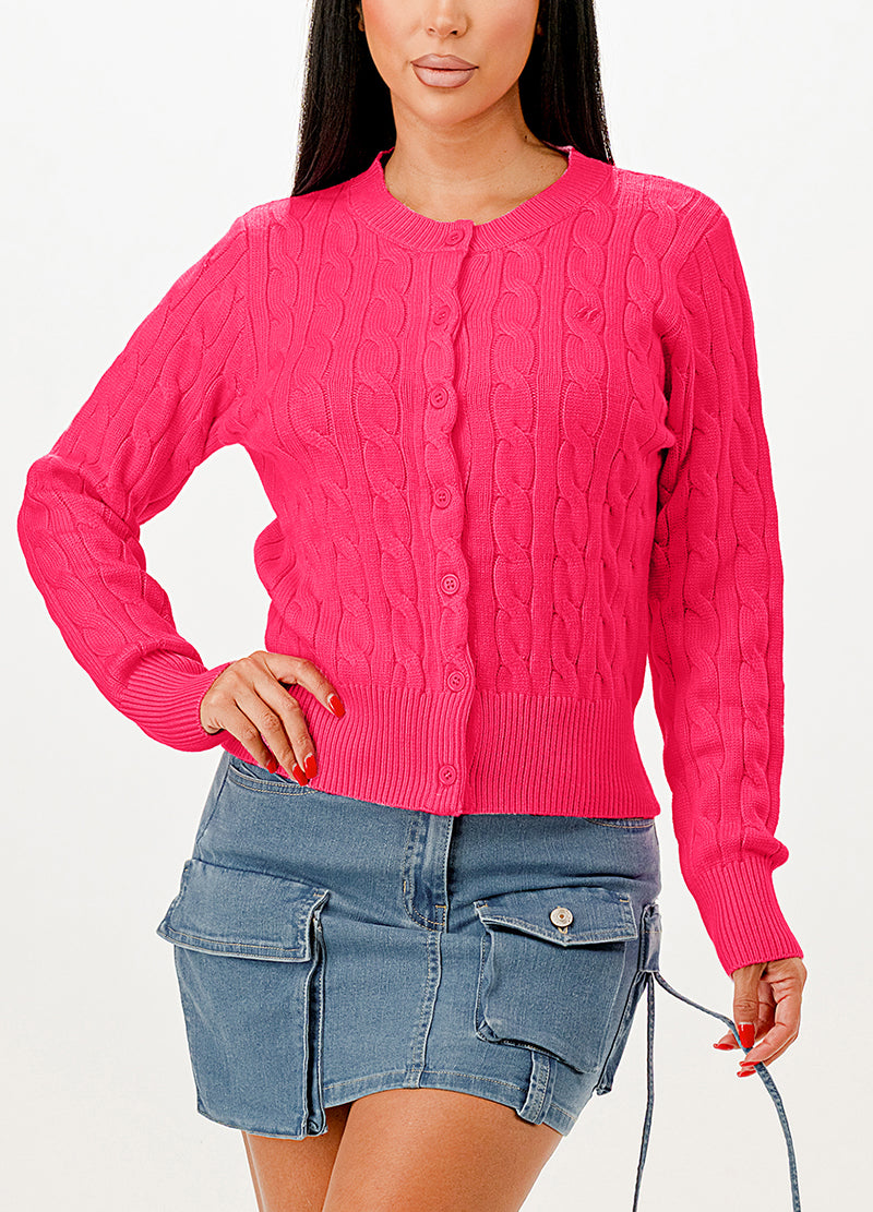 CABLE-KNIT CLASSIC CARDIGAN SWEATER(MMT7005) <Bundle>