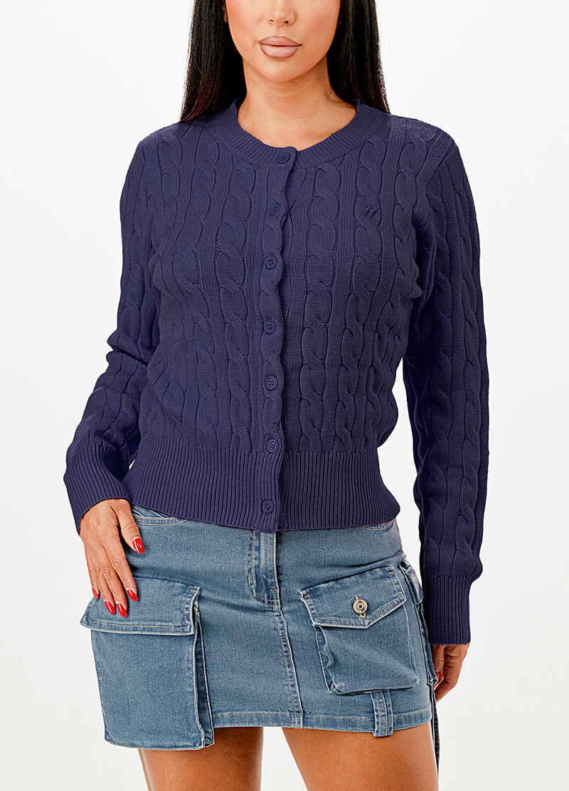CABLE-KNIT CLASSIC CARDIGAN SWEATER(MMT7005) <Bundle>