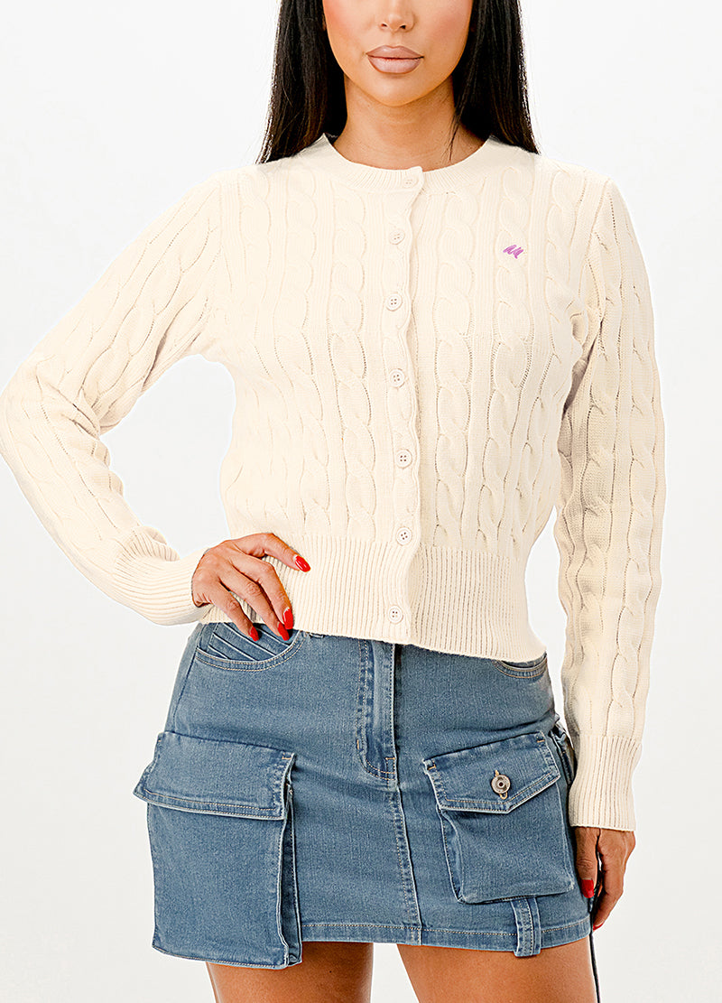 CABLE-KNIT CLASSIC CARDIGAN SWEATER(MMT7005) <Bundle>