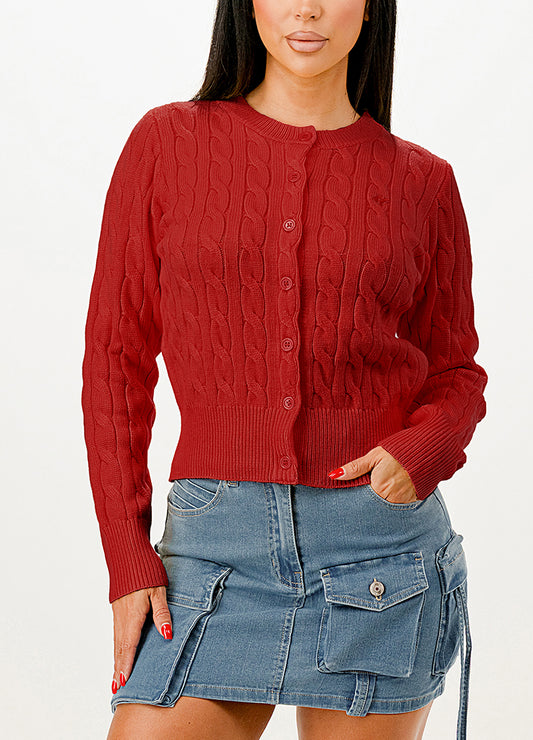 CABLE-KNIT CLASSIC CARDIGAN SWEATER(MMT7005) <Bundle>