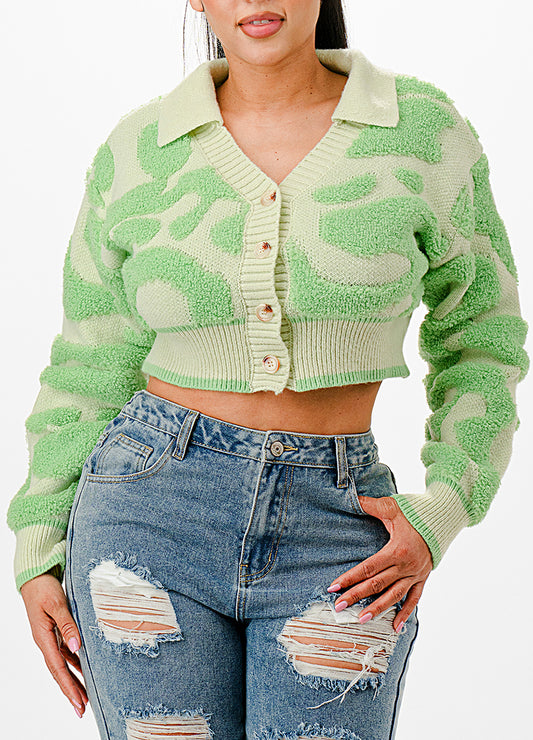 JAQUARD COLLARED CROP SWEATER(MMT7007) <Bundle>