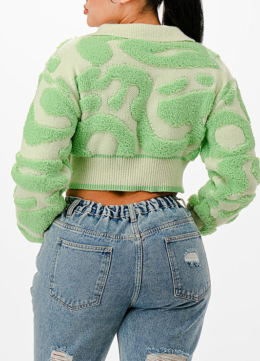 JAQUARD COLLARED CROP SWEATER(MMT7007) <Bundle>