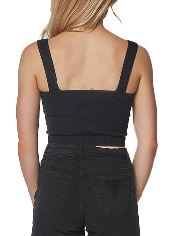 RIBBED SEAMLESS HOOK-AND-EYE CROPPED TANK TOP(SLT04) <Bundle>