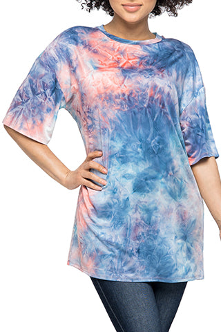 (TB6890) TIE DYE BOXY T SHIRTS DRESS(TB6889) <Bundle>