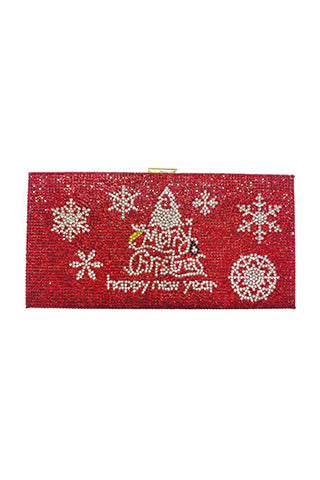 CHRISTMAS PRINT EVENING  RHINESTONE CLUTCH 8.07W*2.36H*4.13D(6698) <Bundle>