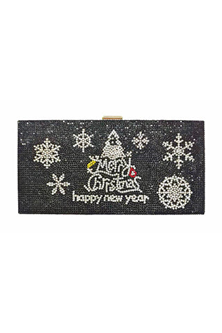 CHRISTMAS PRINT EVENING  RHINESTONE CLUTCH 8.07W*2.36H*4.13D(6698) <Bundle>