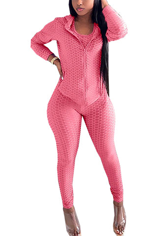 WAFFLE ZIP UP 3 PCS SET-PLUS(DWS2001P) <Bundle>