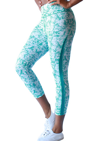 PRINT & SIDE INSET CAPRI YOGA PANTS BK(DWSP2011) <Bundle>