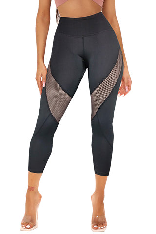 MESH WHOLE INSET CAPRI YOGA PANTS WH(DWSP2013) <Bundle>
