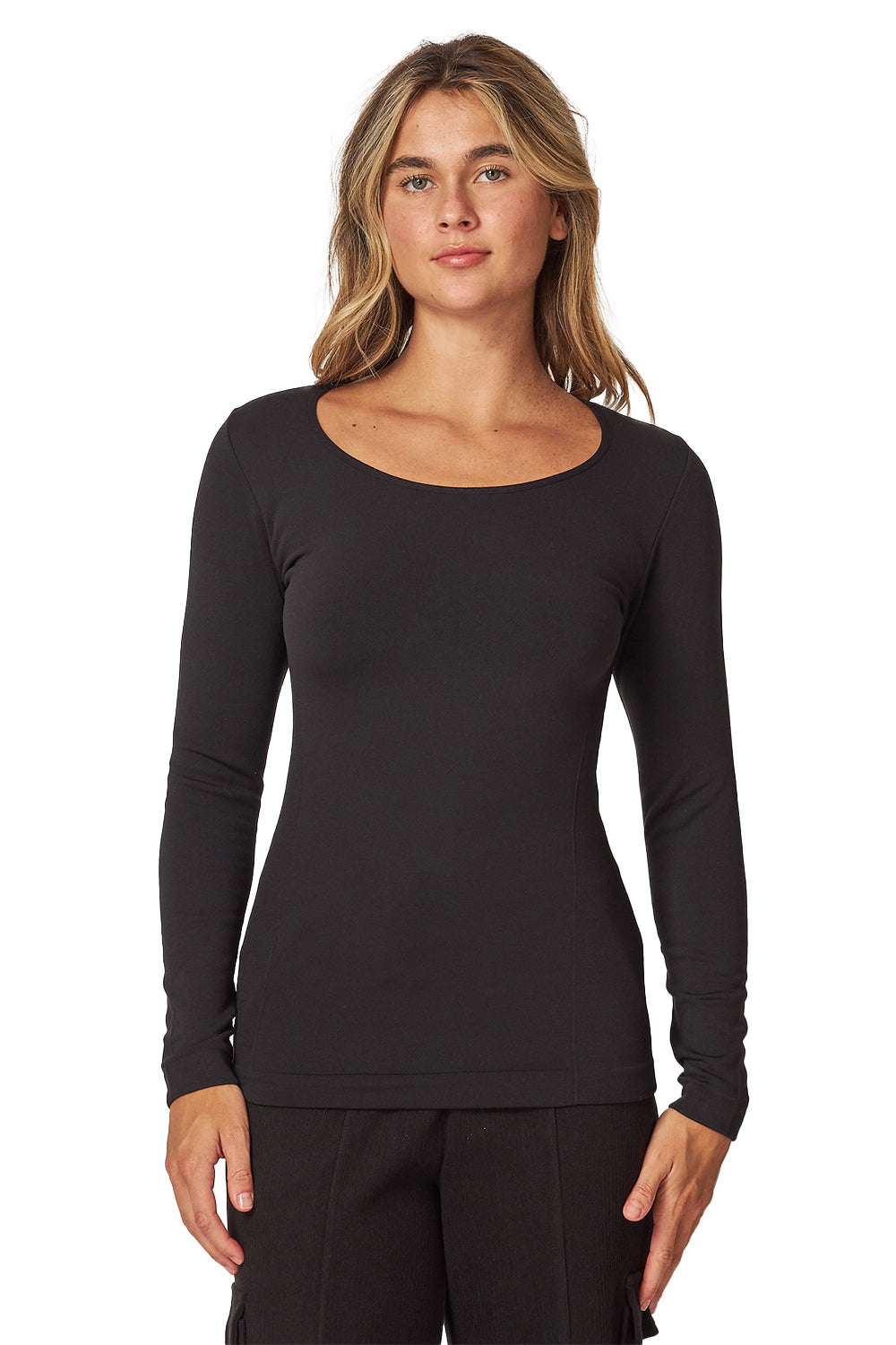 FLEECED LINED SEAMLESS ROUND NECK LONG SLEEVE  TOP(FL100) <Bundle>
